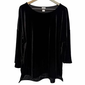 Chico’s Crushed Velvet Dolman Sleeve Tunic Top size 3/XL/16 Black